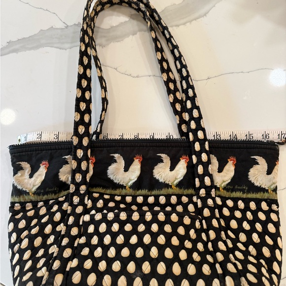 Charming Vera Bradley Roosters and Eggs Black and White Tote Bag - Picture 5 of 8